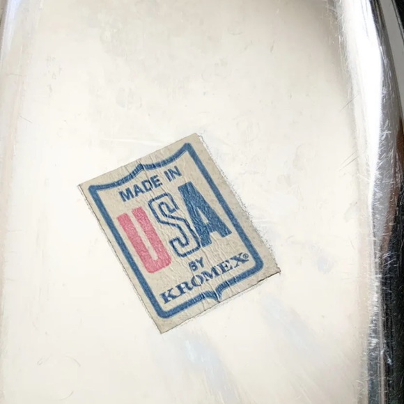 Vintage Kromex Oblong Serving Tray Platter MCM Chrome & Wood Handles USA - Picture 3 of 5